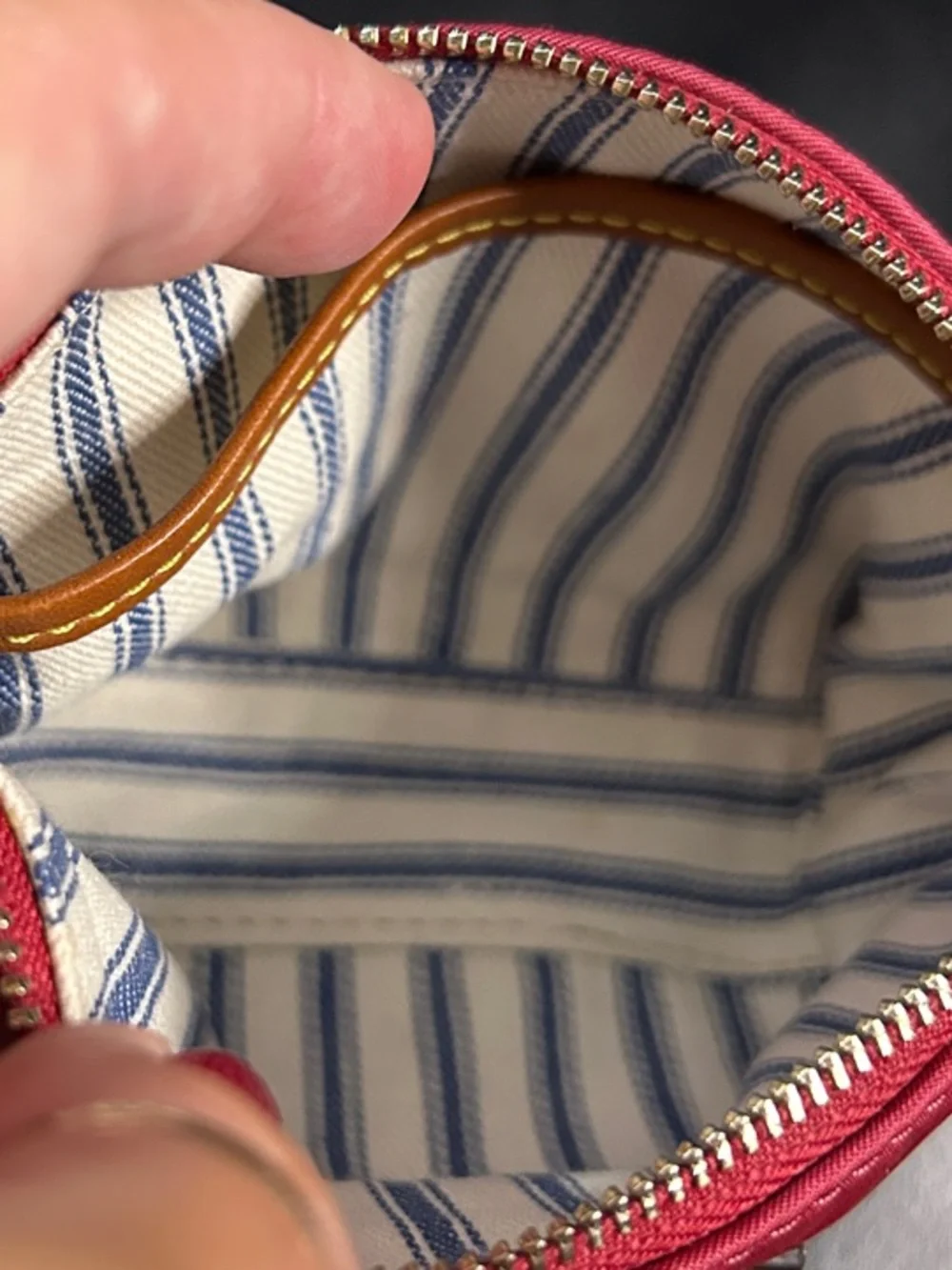 Dooney & Bourke Red Nylon Cosmetic Case with Leather Logo